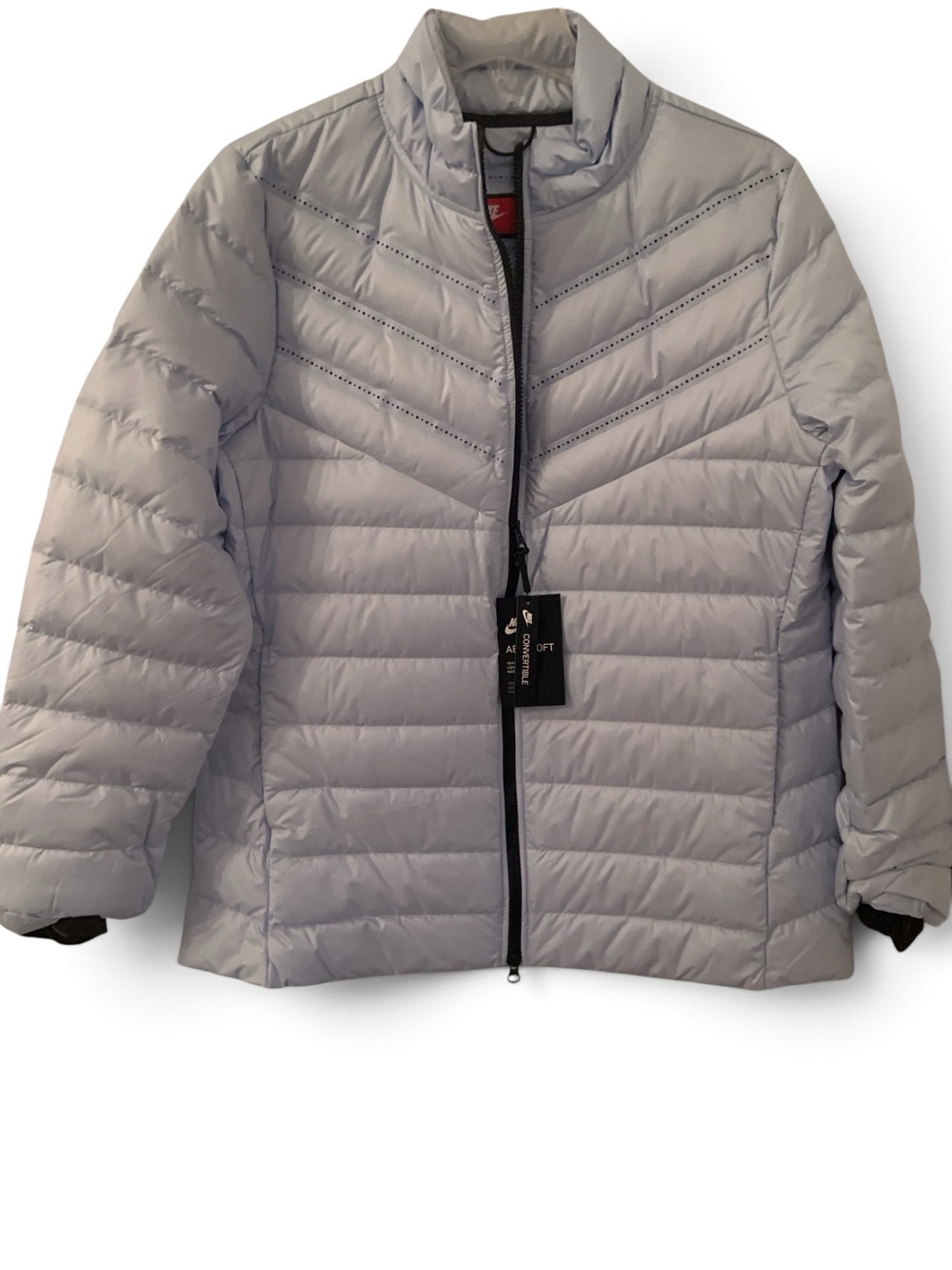 NIKE Aeroloft Down Puffer & WindbreakerJacket Women Large Blue 2PC Water Resist